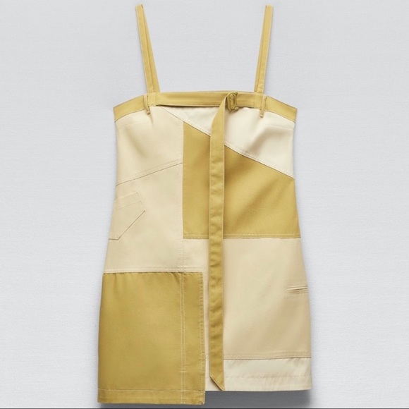 ZARA 2023 SS Patchwork Gabardine Dress NWT - Picture 1 of 6
